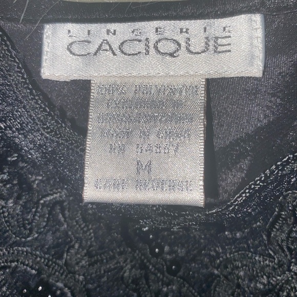 Cacique Chemise Size M Vintage Lace Floral Ruffle Spaghetti Strap Slip Dress - Picture 5 of 10